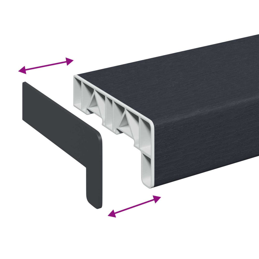 Produktbild för Fönsterbräda Anthracit med träådring 80 x 10 x 4,5 cm PVC