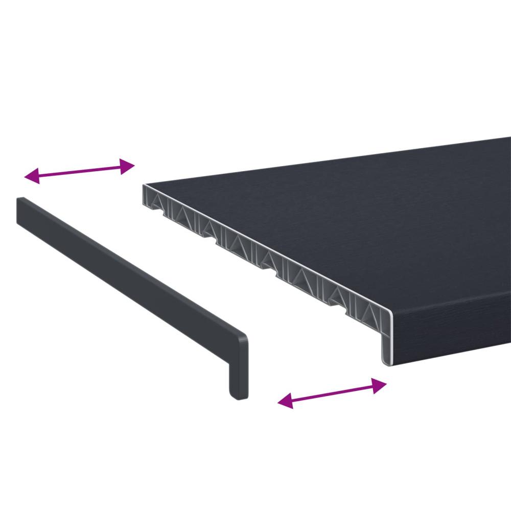 Produktbild för Fönsterbräda Anthracit med träådring 160 x 40 x 4,5 cm PVC