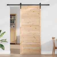 Produktbild för Ladugårdsdörr Naturlig 100 x 2,5 x 208 cm Massiv furu