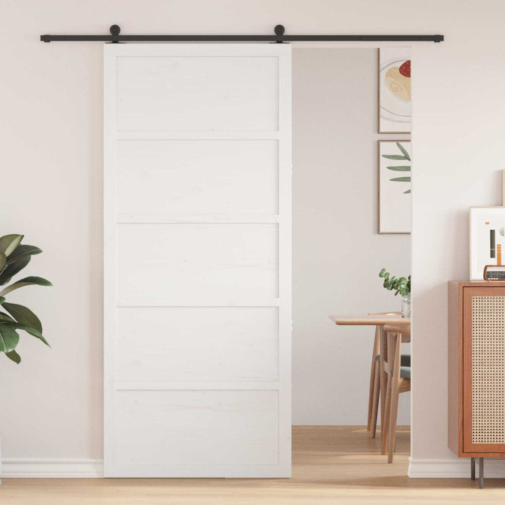 Produktbild för Ladugårdsdörr Vit 100 x 2,5 x 208 cm Massiv furu