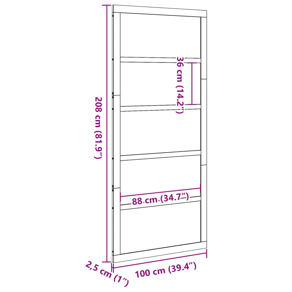 Produktbild för Ladugårdsdörr Vaxad brun 100 x 2,5 x 208 cm Massiv furu