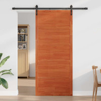 Produktbild för Ladugårdsdörr Vaxad brun 100 x 2,5 x 208 cm Massiv furu