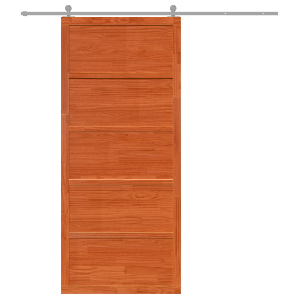 Produktbild för Ladugårdsdörr Vaxad brun 100 x 2,5 x 208 cm Massiv furu
