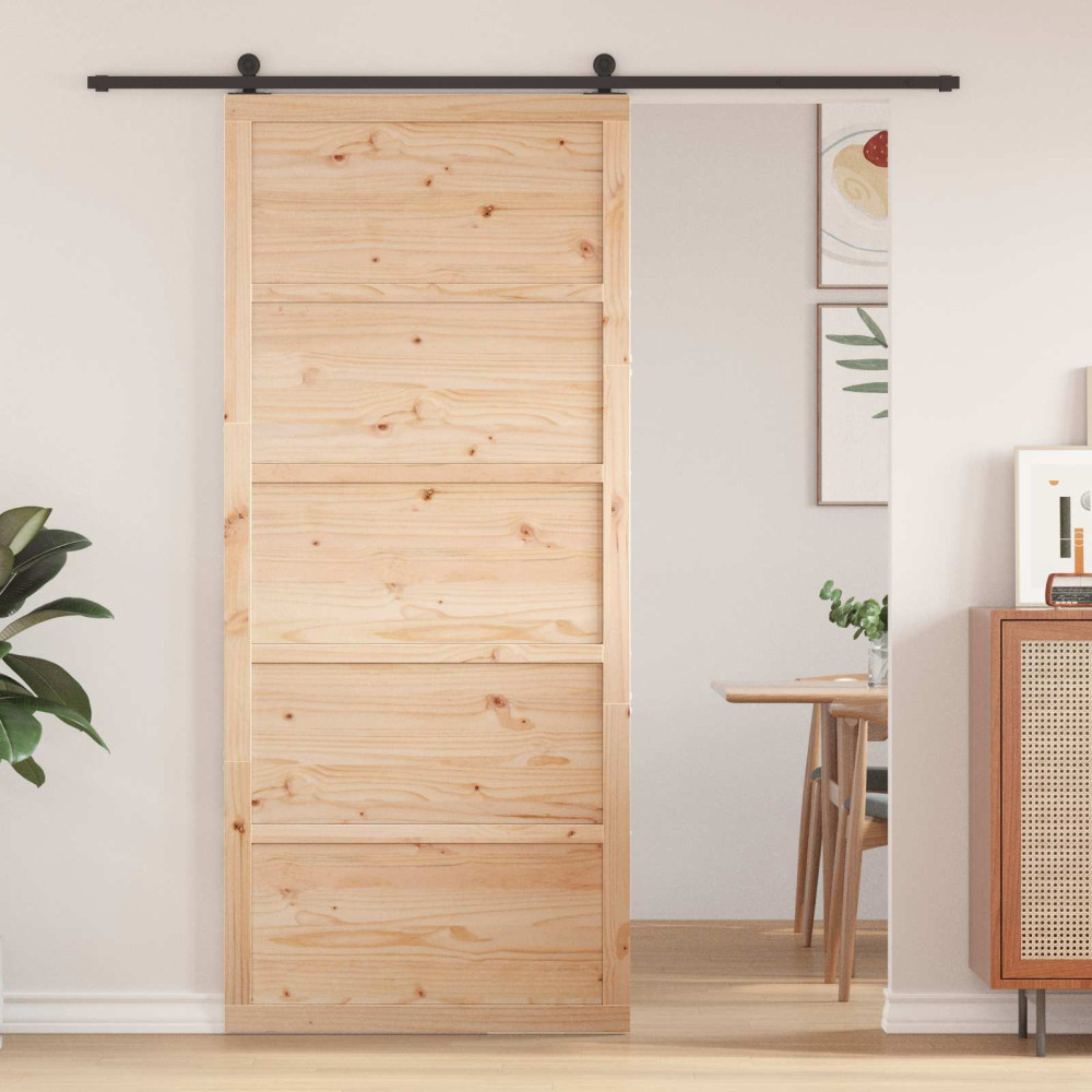 Produktbild för Ladugårdsdörr Naturlig 90 x 2,5 x 208 cm Massiv furu