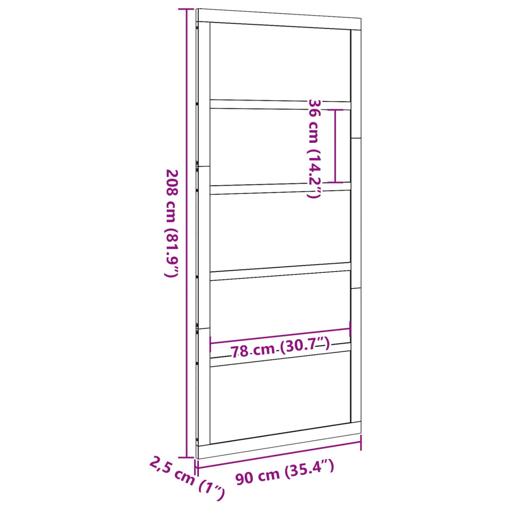 Produktbild för Ladugårdsdörr Naturlig 90 x 2,5 x 208 cm Massiv furu