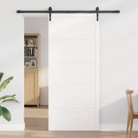 Produktbild för Ladugårdsdörr Vit 90 x 2,5 x 208 cm Massiv furu