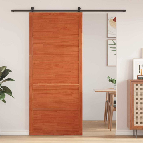 vidaXL Ladugårdsdörr Vaxad brun 90 x 2,5 x 208 cm Massiv furu