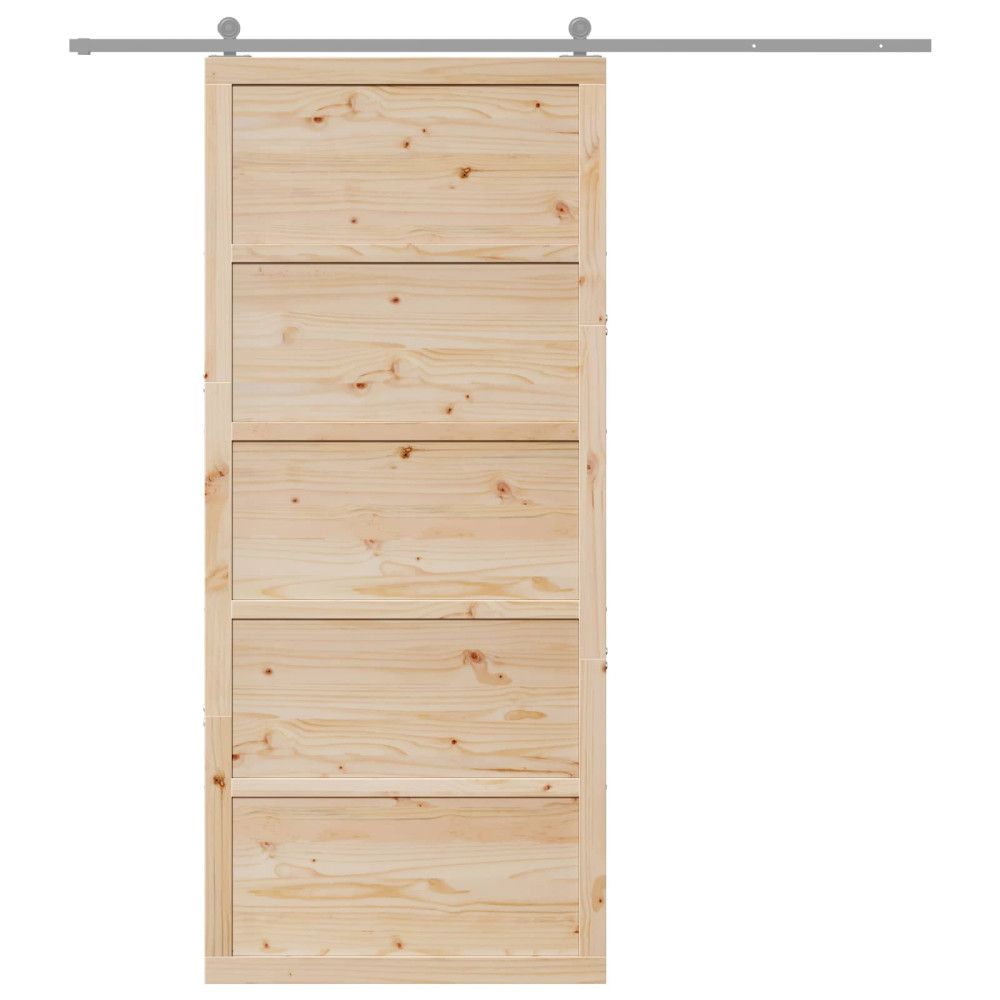Produktbild för Ladugårdsdörr Naturlig 80 x 2,5 x 208 cm Massiv furu
