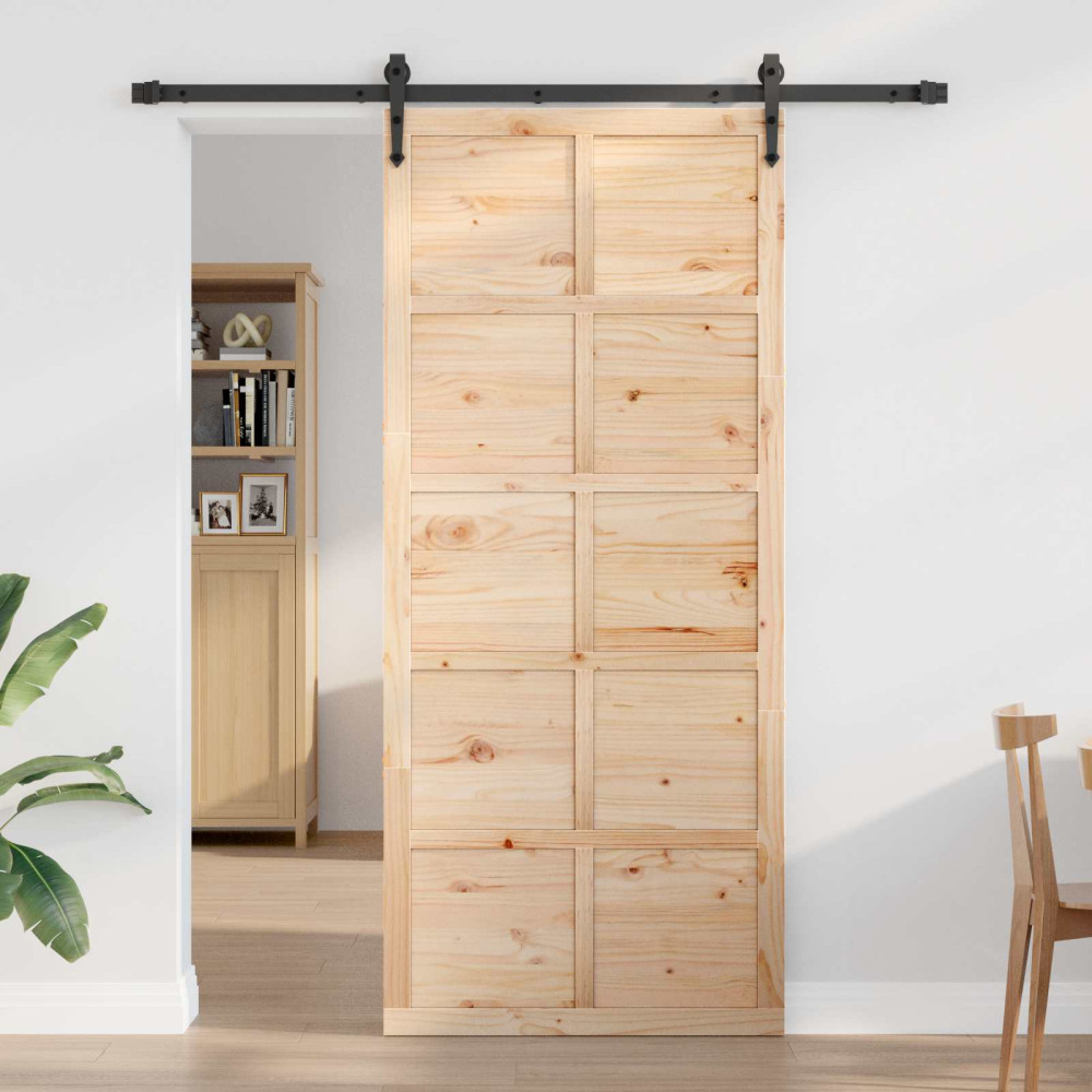 Produktbild för Ladugårdsdörr Naturlig 90 x 2,5 x 208 cm Massiv furu