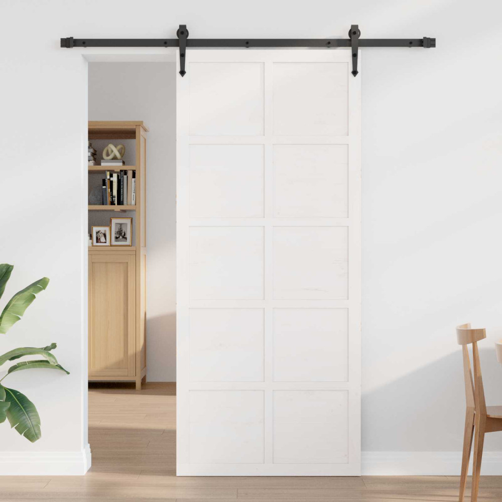 Produktbild för Ladugårdsdörr Vit 90 x 2,5 x 208 cm Massiv furu