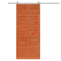 Produktbild för Ladugårdsdörr Vaxad brun 90 x 2,5 x 208 cm Massiv furu