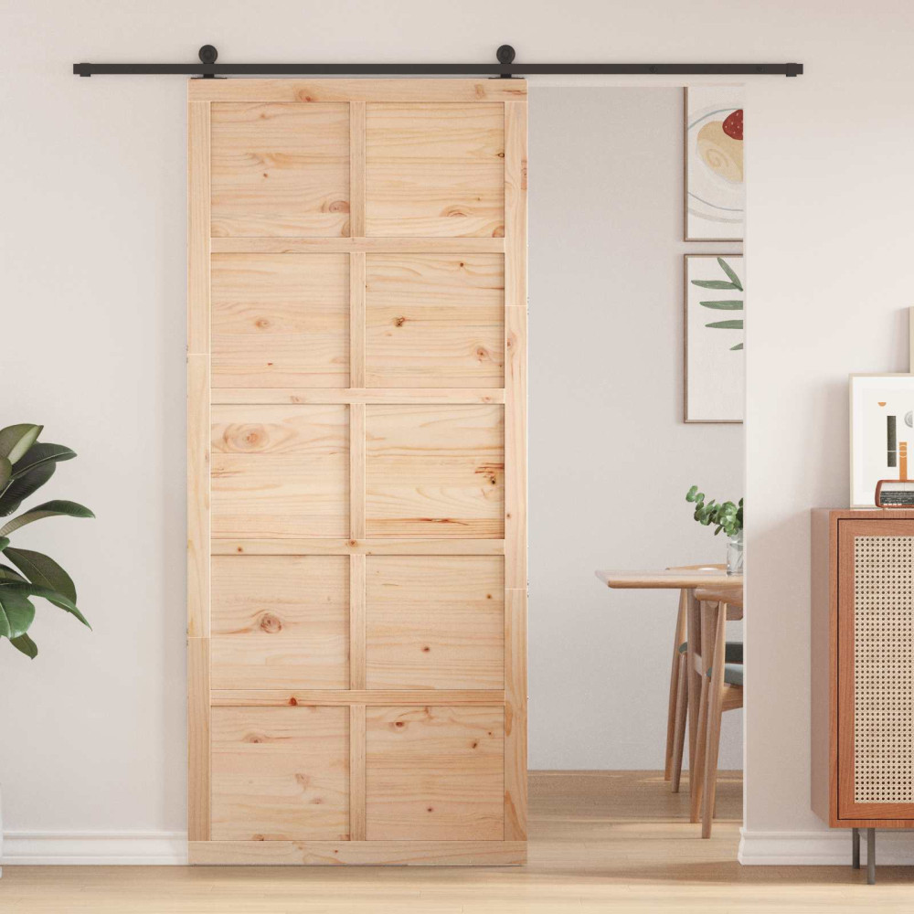 Produktbild för Ladugårdsdörr Naturlig 80 x 2,5 x 208 cm Massiv furu