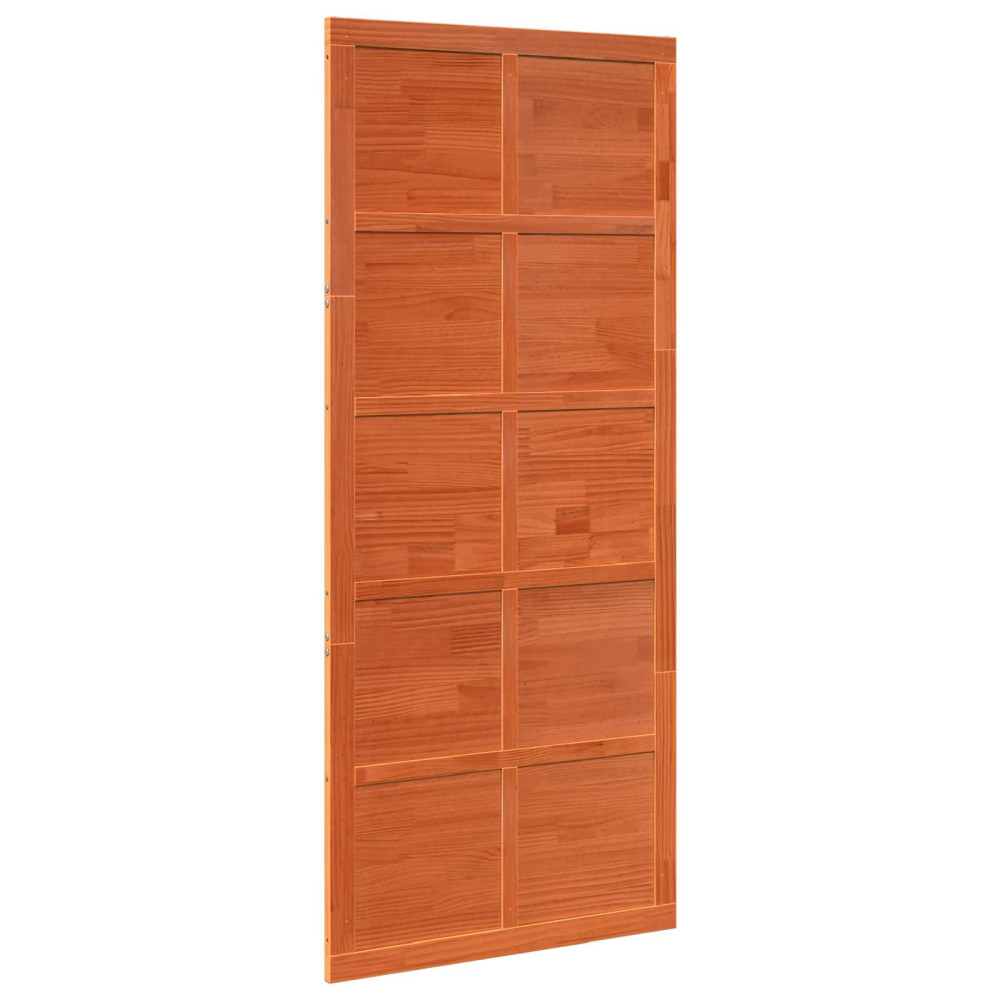 Produktbild för Ladugårdsdörr Vaxad brun 80 x 2,5 x 208 cm Massiv furu