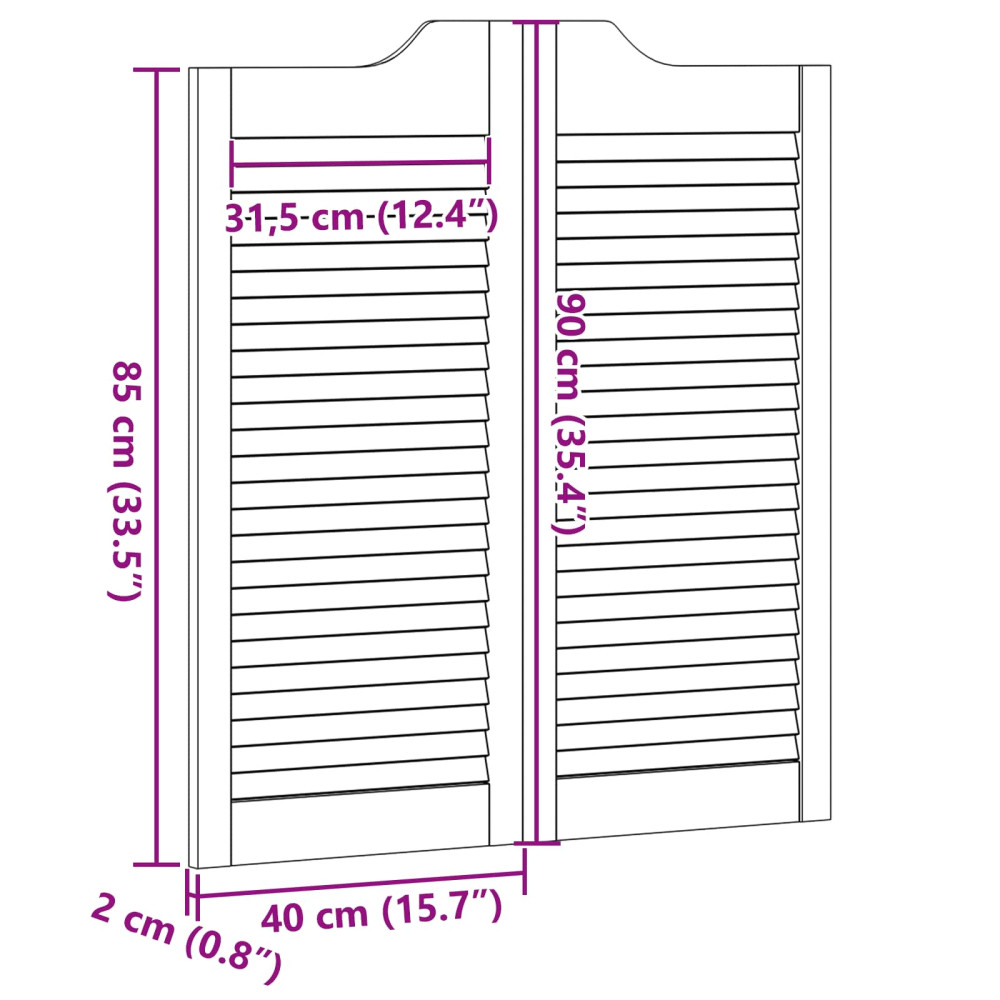 Produktbild för Svängdörrar Naturlig 90 x 40 cm Massiv furu