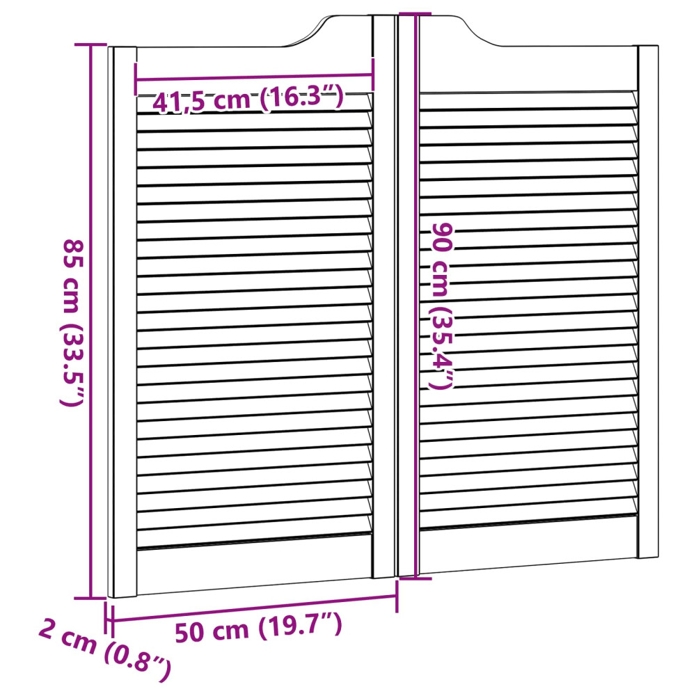 Produktbild för Svängdörrar Vit 90 x 50 cm Massiv furu