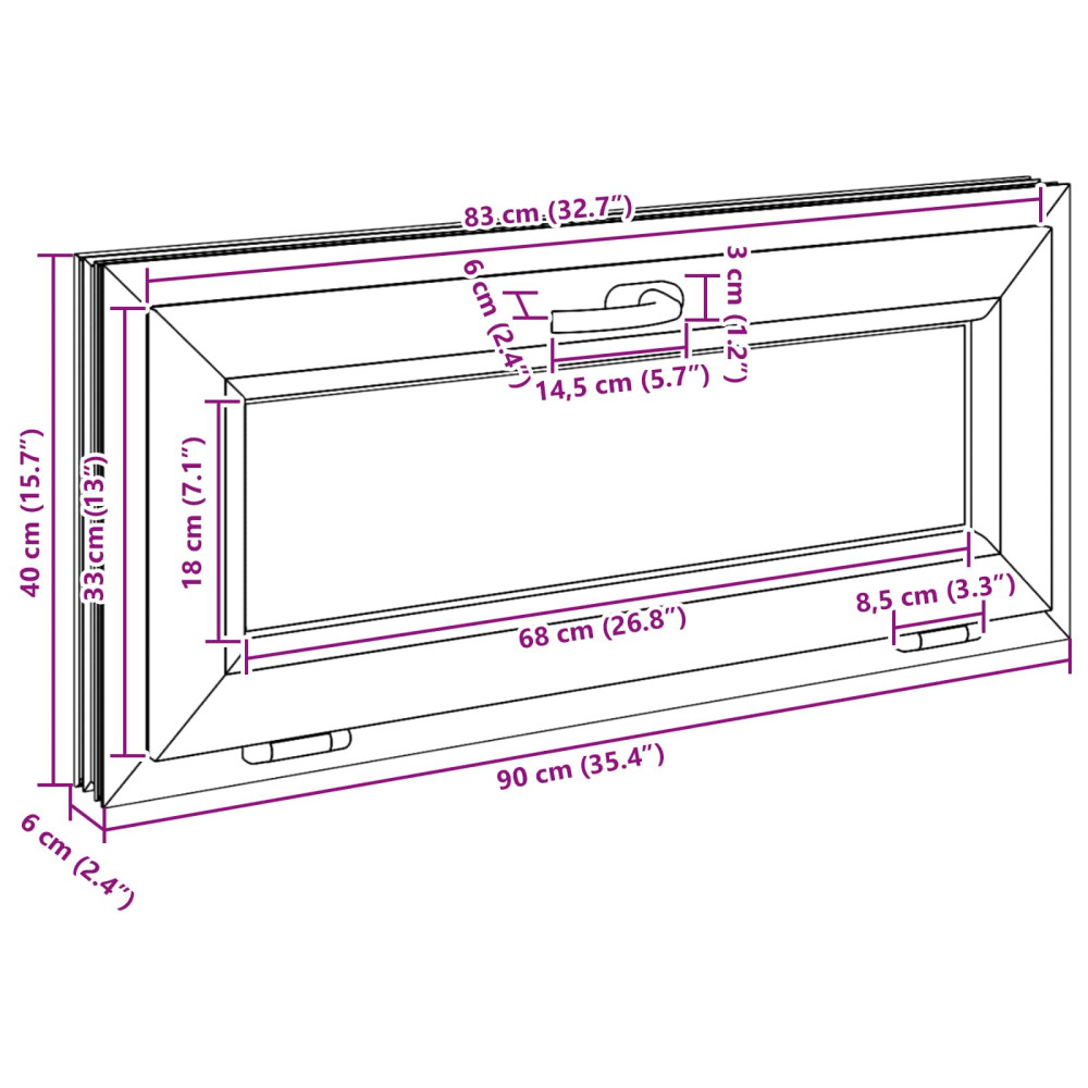 Produktbild för Källarfönster RISOR 90 x 40 cm PVC och glas Vit