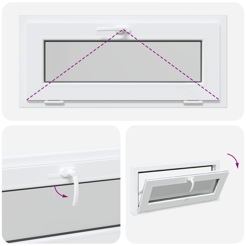 Produktbild för Källarfönster RISOR 90 x 40 cm PVC och glas Vit