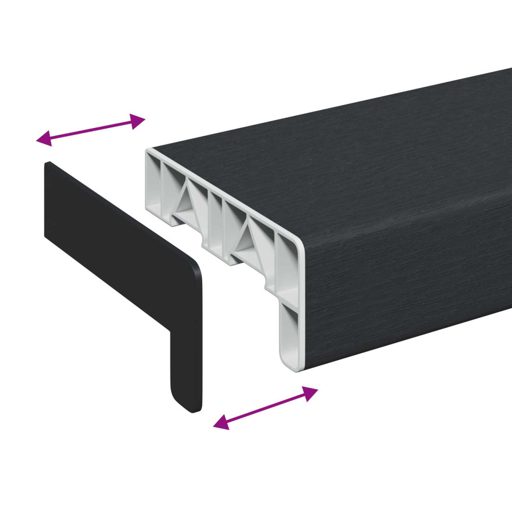 Produktbild för Fönsterbräda Antracit med träkorn 160 x 15 x 4,5 cm PVC