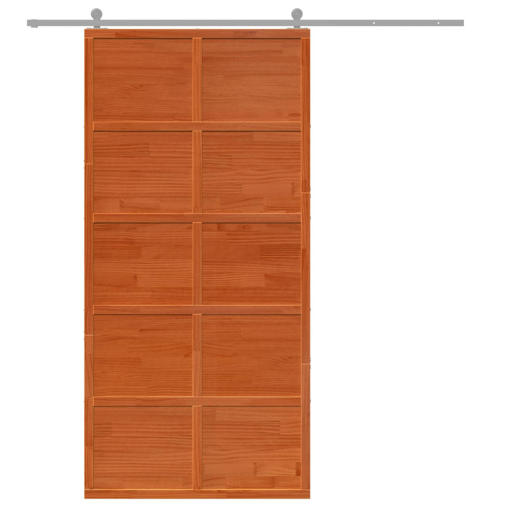 Produktbild för Ladugårdsdörr Vaxad brun 100 x 208 cm Massiv furu