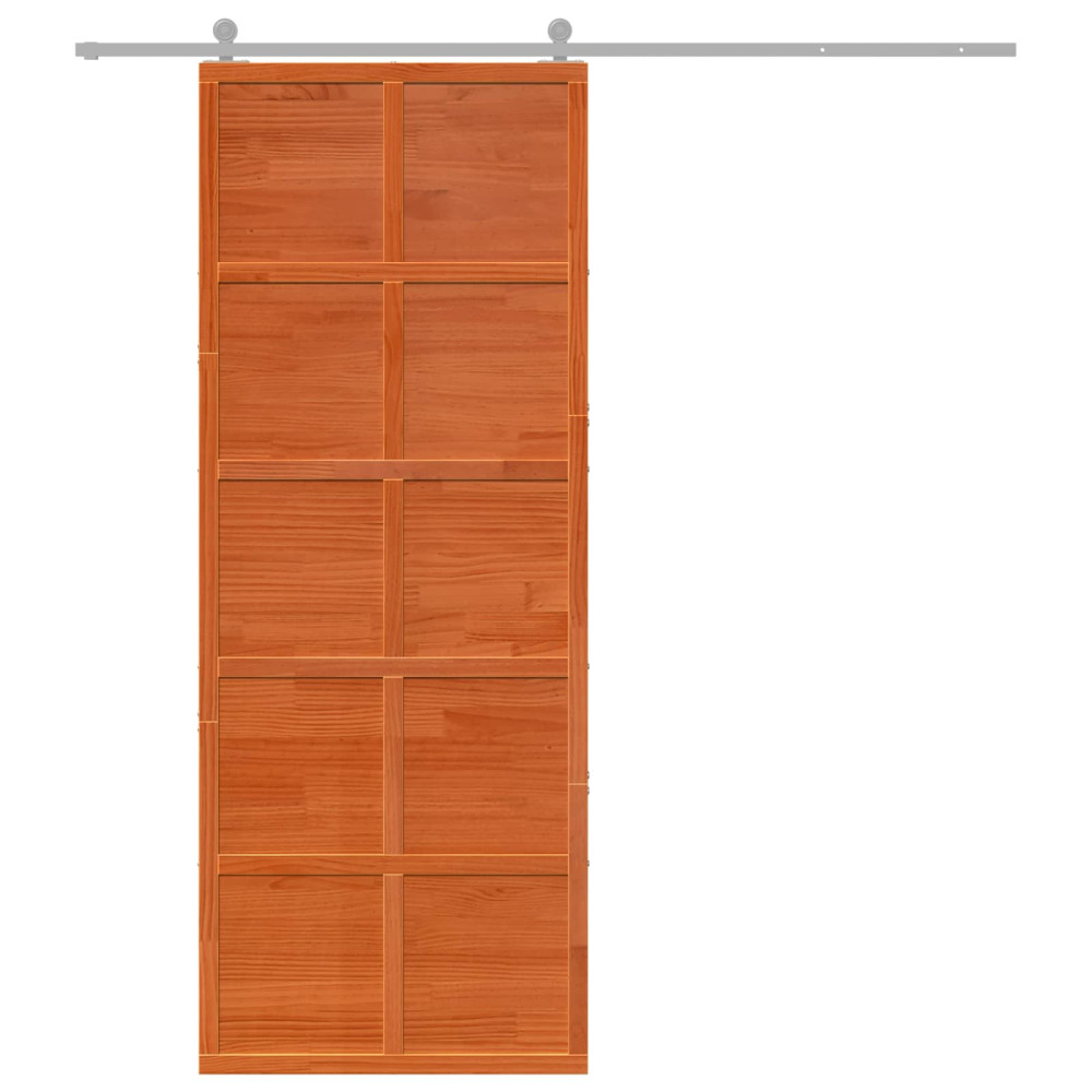 Produktbild för Ladugårdsdörr Vaxad brun 80 x 208 cm Massiv furu