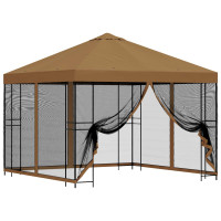 Produktbild för Trädgårdsgazebo med sidoväggar 3 x 3 m Beige Polyester och Stål
