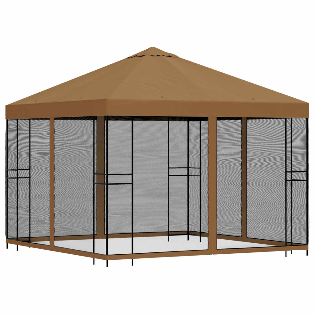 Produktbild för Trädgårdsgazebo med sidoväggar 3 x 3 m Beige Polyester och Stål