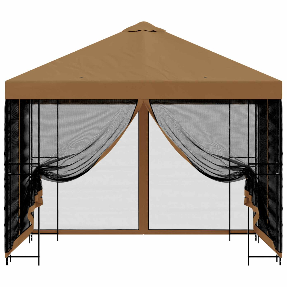 Produktbild för Trädgårdsgazebo med sidoväggar 3 x 3 m Beige Polyester och Stål