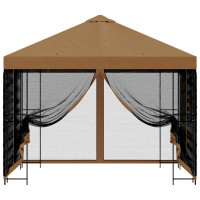 Produktbild för Trädgårdsgazebo med sidoväggar 3 x 3 m Beige Polyester och Stål