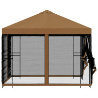 Produktbild för Trädgårdsgazebo med sidoväggar 3 x 3 m Beige Polyester och Stål