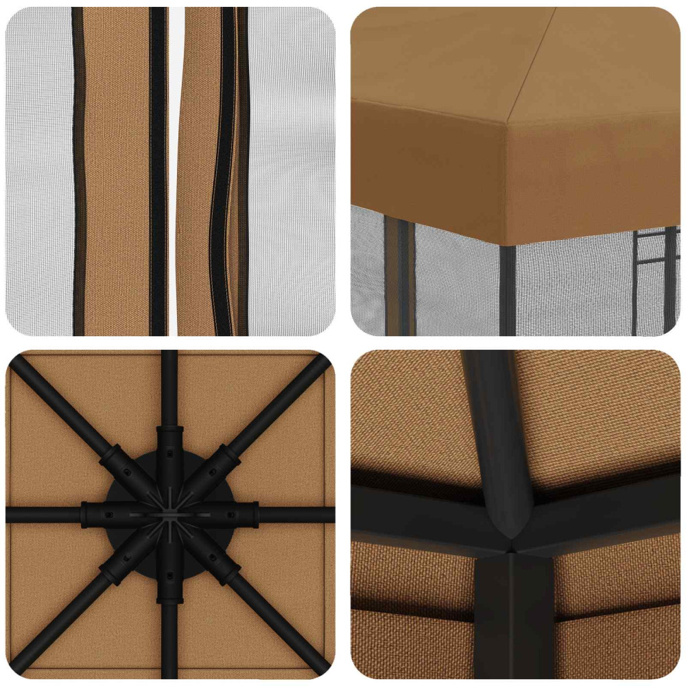 Produktbild för Trädgårdsgazebo med sidoväggar 3 x 3 m Beige Polyester och Stål