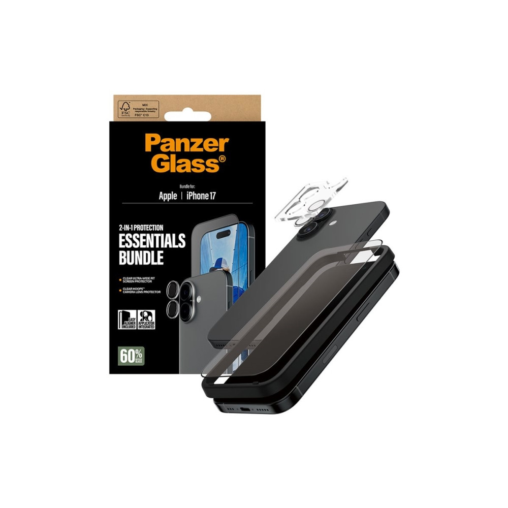 Produktbild för PanzerGlass - 2-i-1 Essentials Bundle - skyddsset för skärm / linse för mobiltelefon
