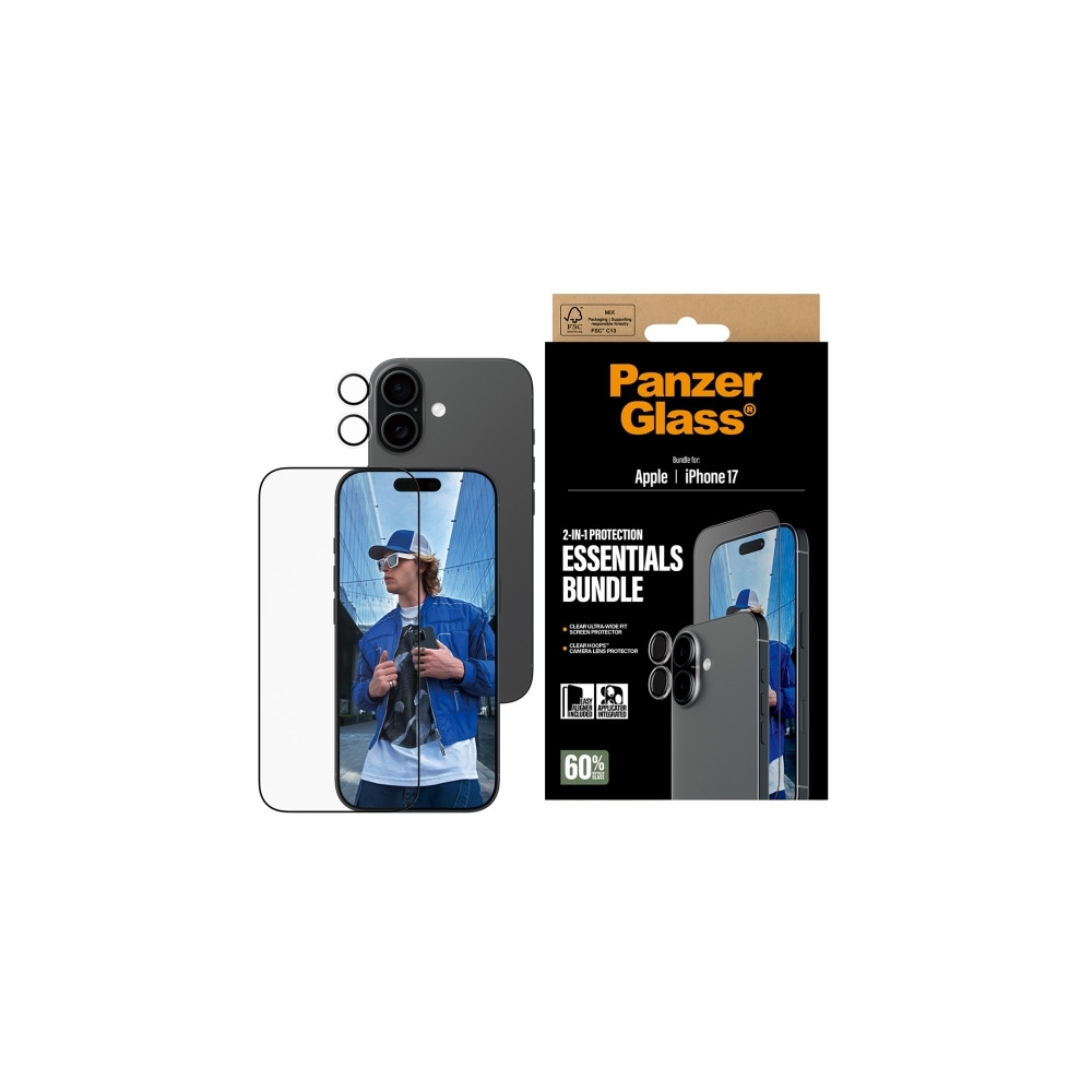 Produktbild för PanzerGlass - 2-i-1 Essentials Bundle - skyddsset för skärm / linse för mobiltelefon