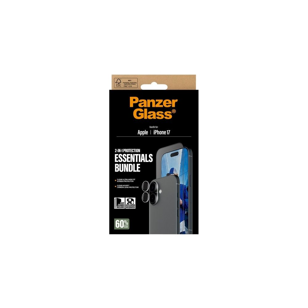 Produktbild för PanzerGlass - 2-i-1 Essentials Bundle - skyddsset för skärm / linse för mobiltelefon