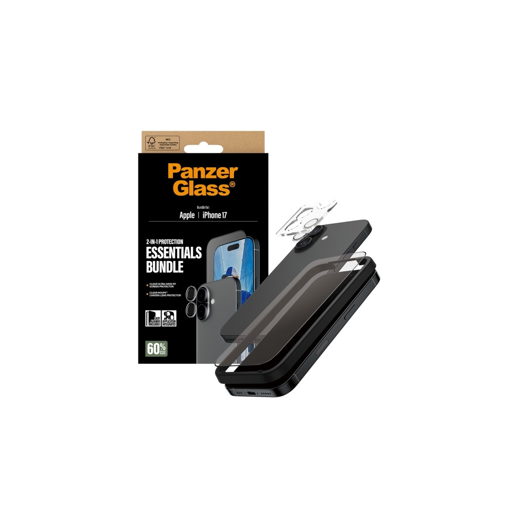 Produktbild för PanzerGlass - 2-i-1 Essentials Bundle - skyddsset för skärm / linse för mobiltelefon