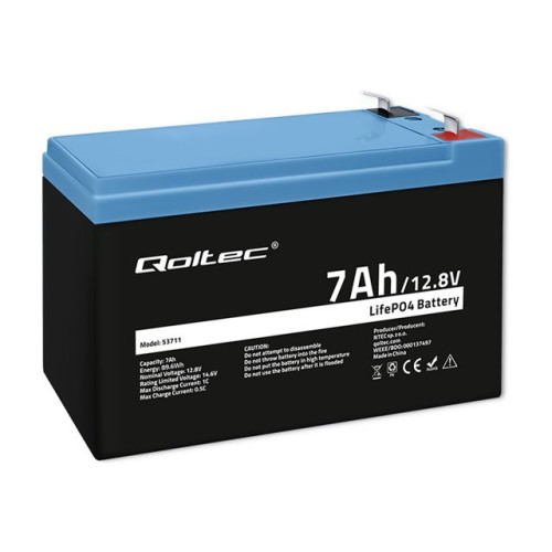 Qoltec Qoltec - UPS-batteri - 12.8V, BMS, LiFePO4 - LiFePO4 - 7 Ah - 89.6 Wh