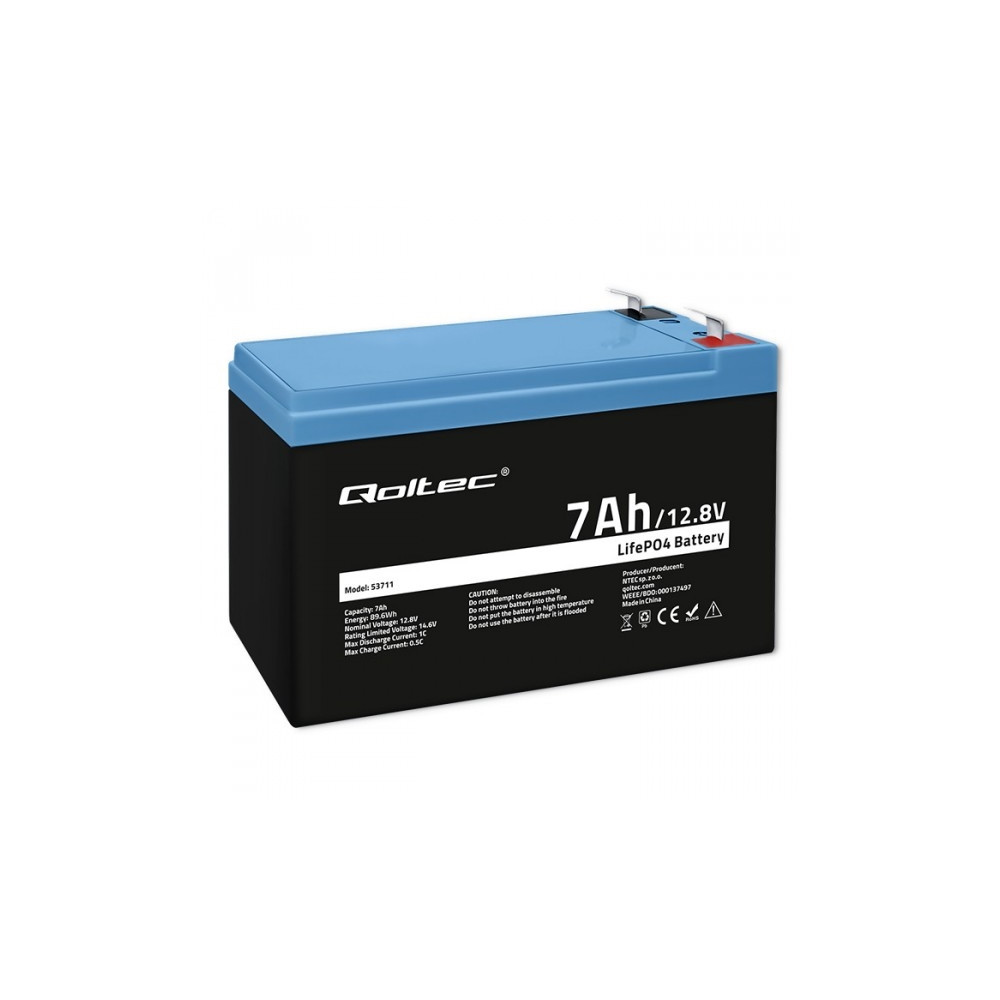 Produktbild för Qoltec - UPS-batteri - 12.8V, BMS, LiFePO4 - LiFePO4 - 7 Ah - 89.6 Wh