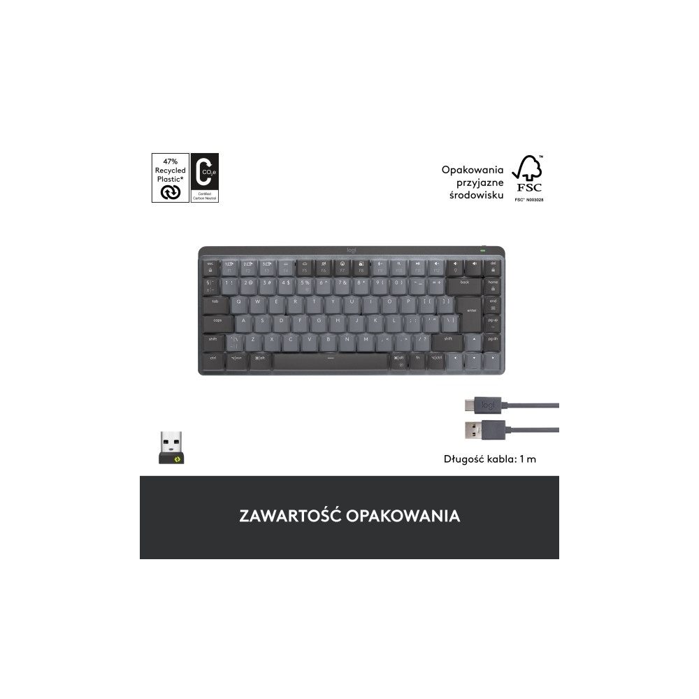 Produktbild för Logitech Master Series MX Mechanical Mini - tangentbord - QWERTY - USA, internationellt - grafit Inmatningsenhet