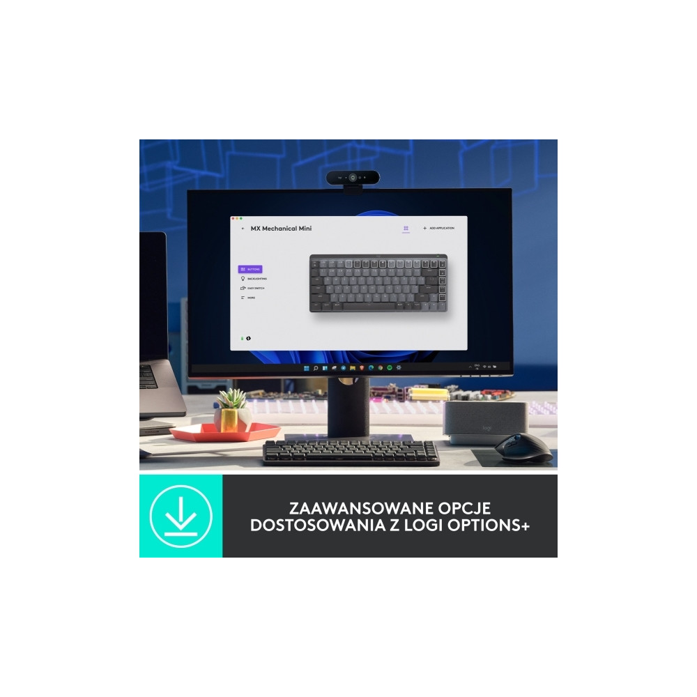 Produktbild för Logitech Master Series MX Mechanical Mini - tangentbord - QWERTY - USA, internationellt - grafit Inmatningsenhet
