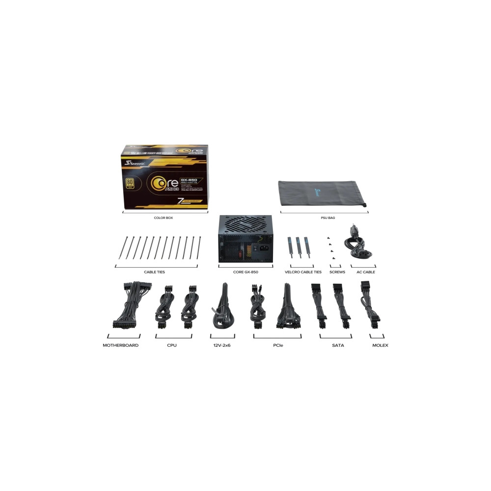 Produktbild för Seasonic CORE GC-850 ATX 3.1, 850 W, 100
