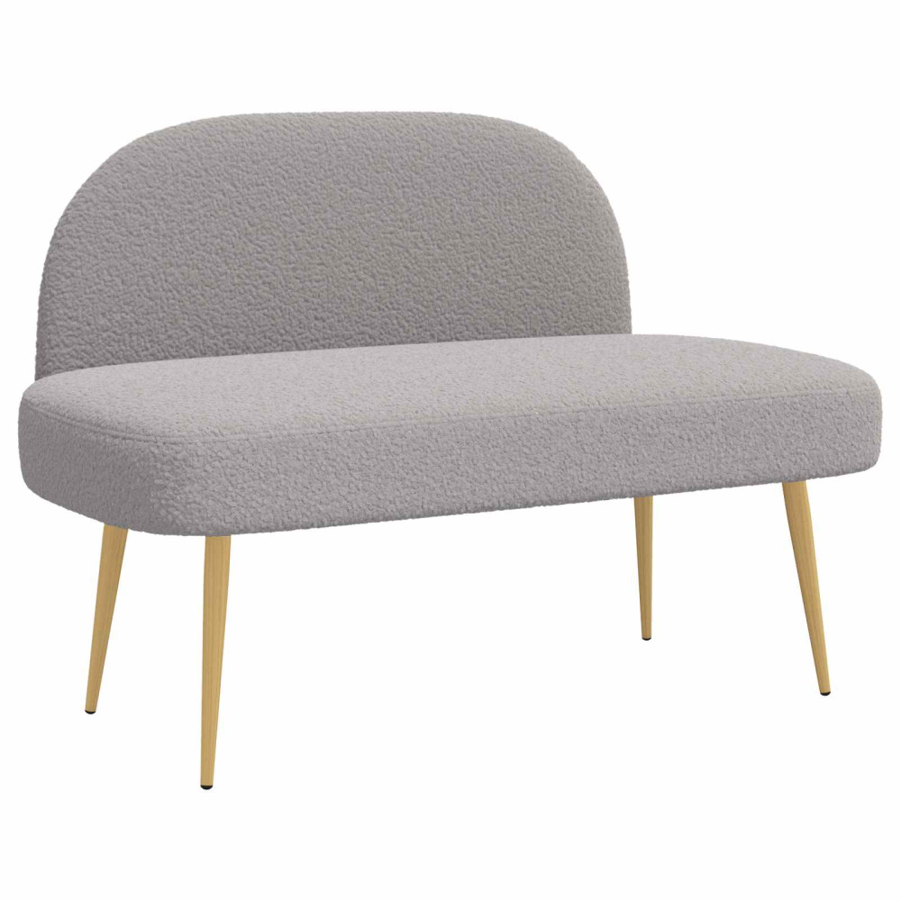 Produktbild för Klädd bänk med ryggstöd Ljusgrå 110 x 60 x 76 cm Bouclé