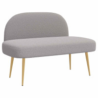 Produktbild för Klädd bänk med ryggstöd Ljusgrå 110 x 60 x 76 cm Bouclé