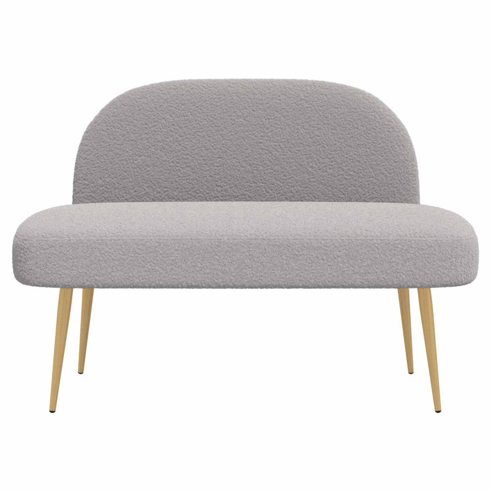 Produktbild för Klädd bänk med ryggstöd Ljusgrå 110 x 60 x 76 cm Bouclé