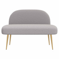 Produktbild för Klädd bänk med ryggstöd Ljusgrå 110 x 60 x 76 cm Bouclé