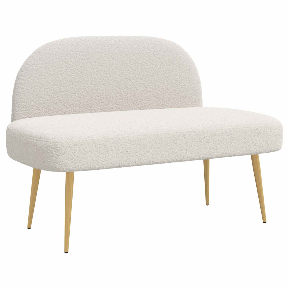 Produktbild för Klädd bänk med ryggstöd Gräddvit 110 x 60 x 76 cm Bouclé