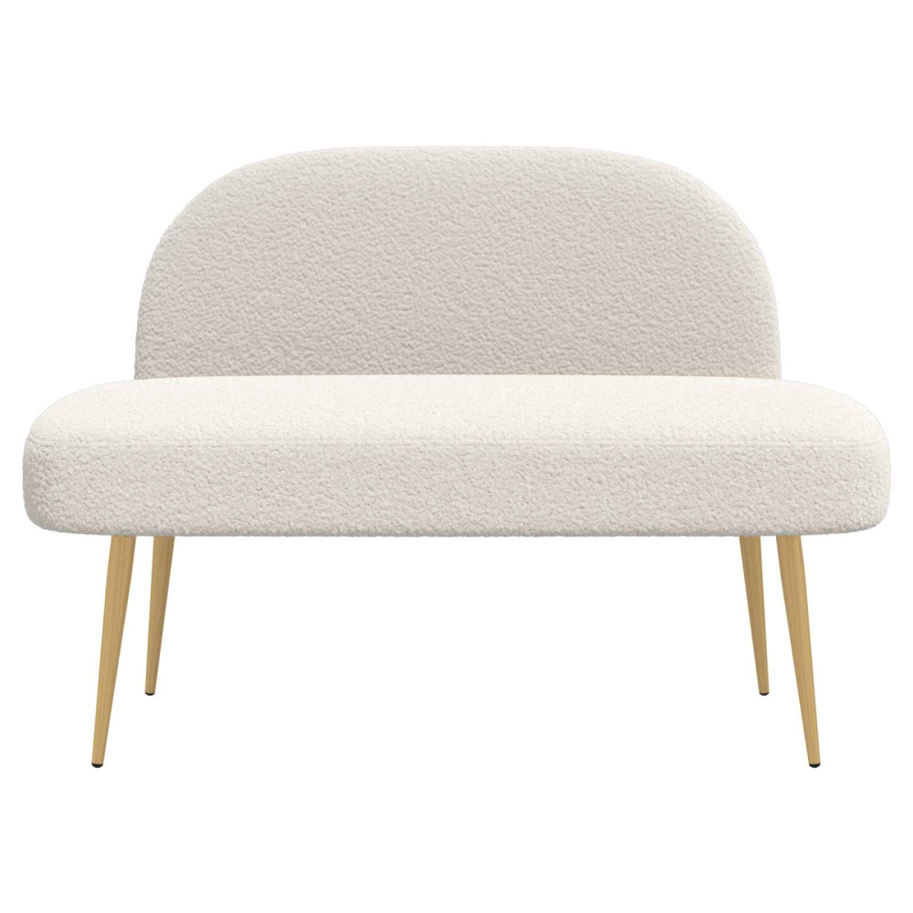 Produktbild för Klädd bänk med ryggstöd Gräddvit 110 x 60 x 76 cm Bouclé