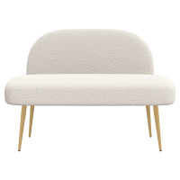 Produktbild för Klädd bänk med ryggstöd Gräddvit 110 x 60 x 76 cm Bouclé