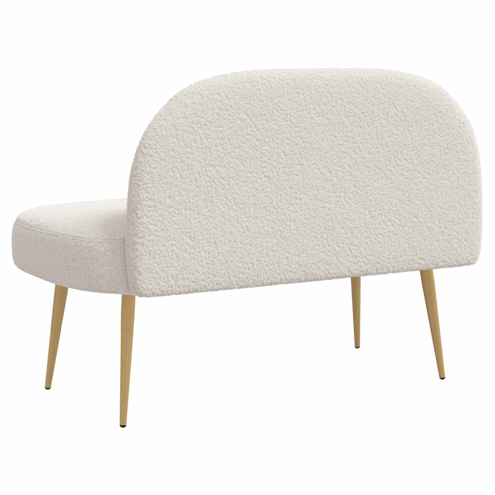Produktbild för Klädd bänk med ryggstöd Gräddvit 110 x 60 x 76 cm Bouclé