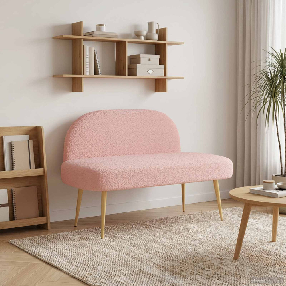 Produktbild för Klädd bänk med ryggstöd Rosa 110 x 60 x 76 cm Bouclé