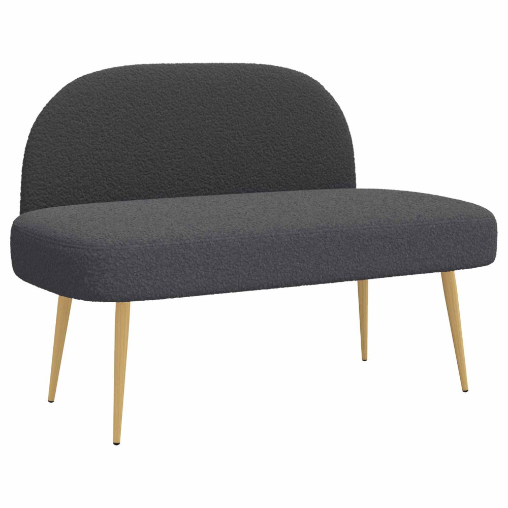 Produktbild för Klädd bänk med ryggstöd Mörkgrå 110 x 60 x 76 cm Bouclé