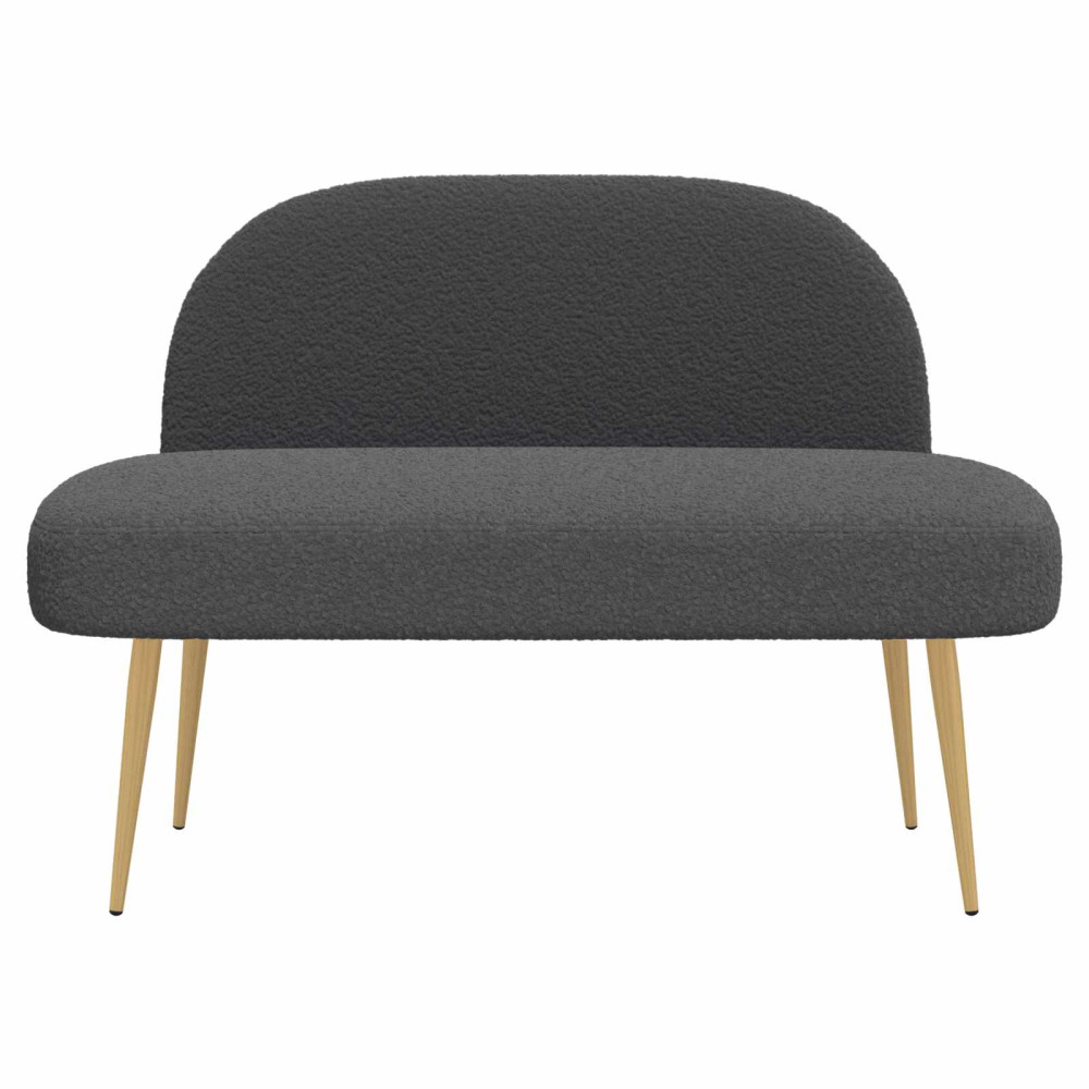 Produktbild för Klädd bänk med ryggstöd Mörkgrå 110 x 60 x 76 cm Bouclé